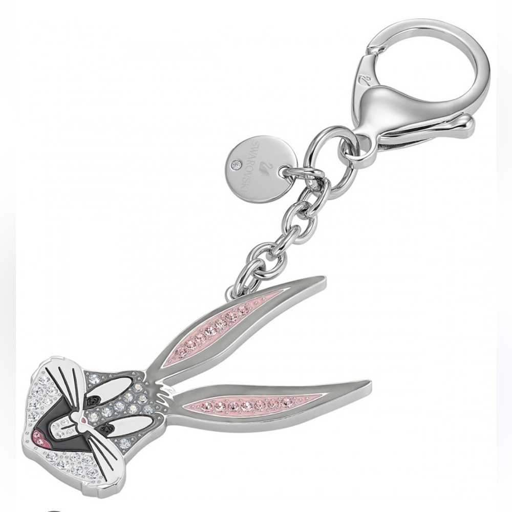 SWAROVSKI X LOONEY TUNES Bugs Bunny keychain Bag Charm Crystal Silver 5494439